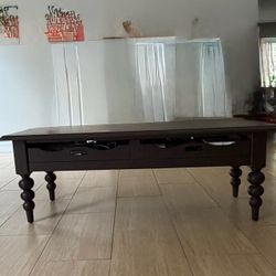 Dark Wood Coffee Table with Drawers