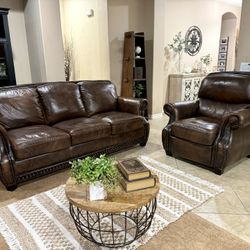 Leather Couch w/ Matching Reclining Chair