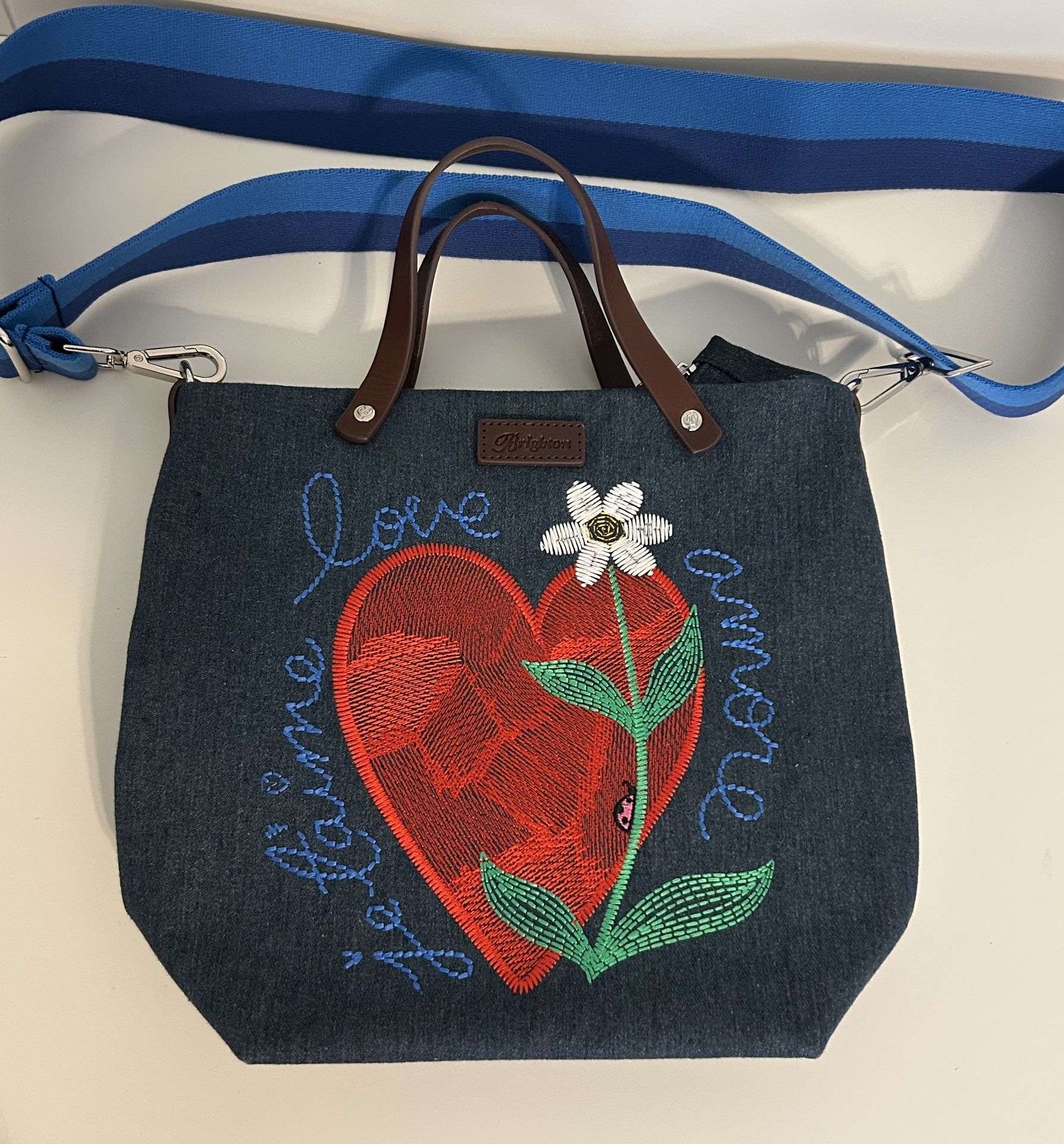 Brighton Embroidered Heart Denim Tote