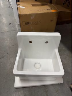 New Eridanus 21 in. Ceramic Pedestal Laundry Utility Sink - White (Open Box)