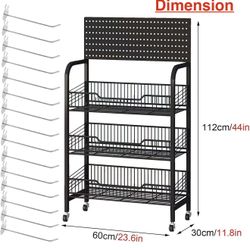 🥨Large Floor Supermarket Snack Organizer Carts with Removable Hanging Hook, Space Saving (Size : 3-Tier)