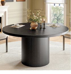 Round Black Wood Pedestal Dining Table