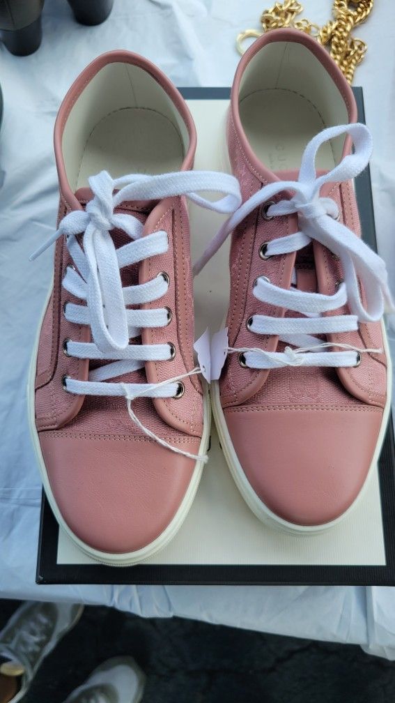 Gucci "Gomma T" Violet Rose Canvas GG Sneakers Size 38.5/ US 8