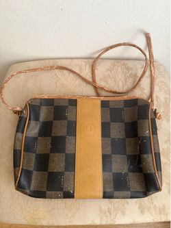 Authentic 1980s Fendi Checkerboard Crossbody Bag - Vintage