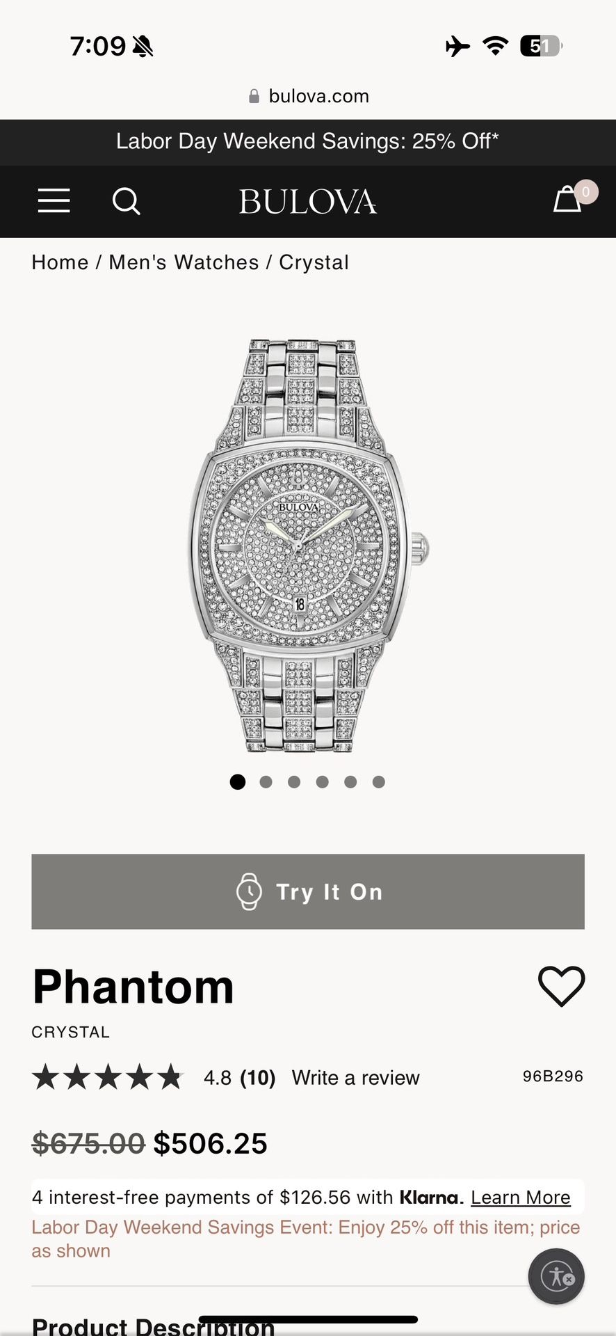 Men’s Bulova Phantom Crystal Watch