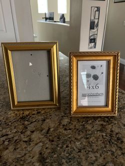 Two Gold Picture Frames -5x7 and 4x6”