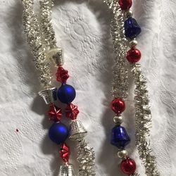 Vintage tinsel and glass bead garland