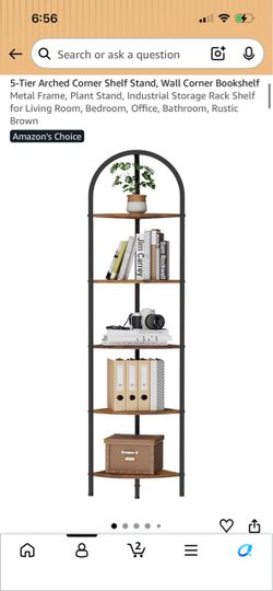 Wood 5 Tier Arched Corner Shelf