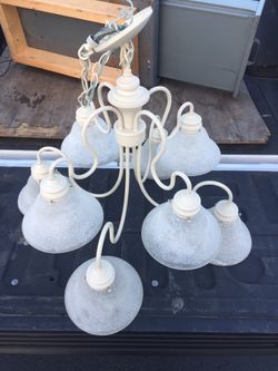 8 bulb hanging white light fixture
