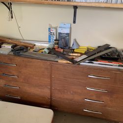 Large assortment of mixed tools and a brand new eight outlet surge protector. 