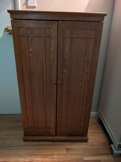 Vintage Solid Oak CD / DVD Cabinet