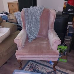 Light Pink Mid-century Modern Single Chair