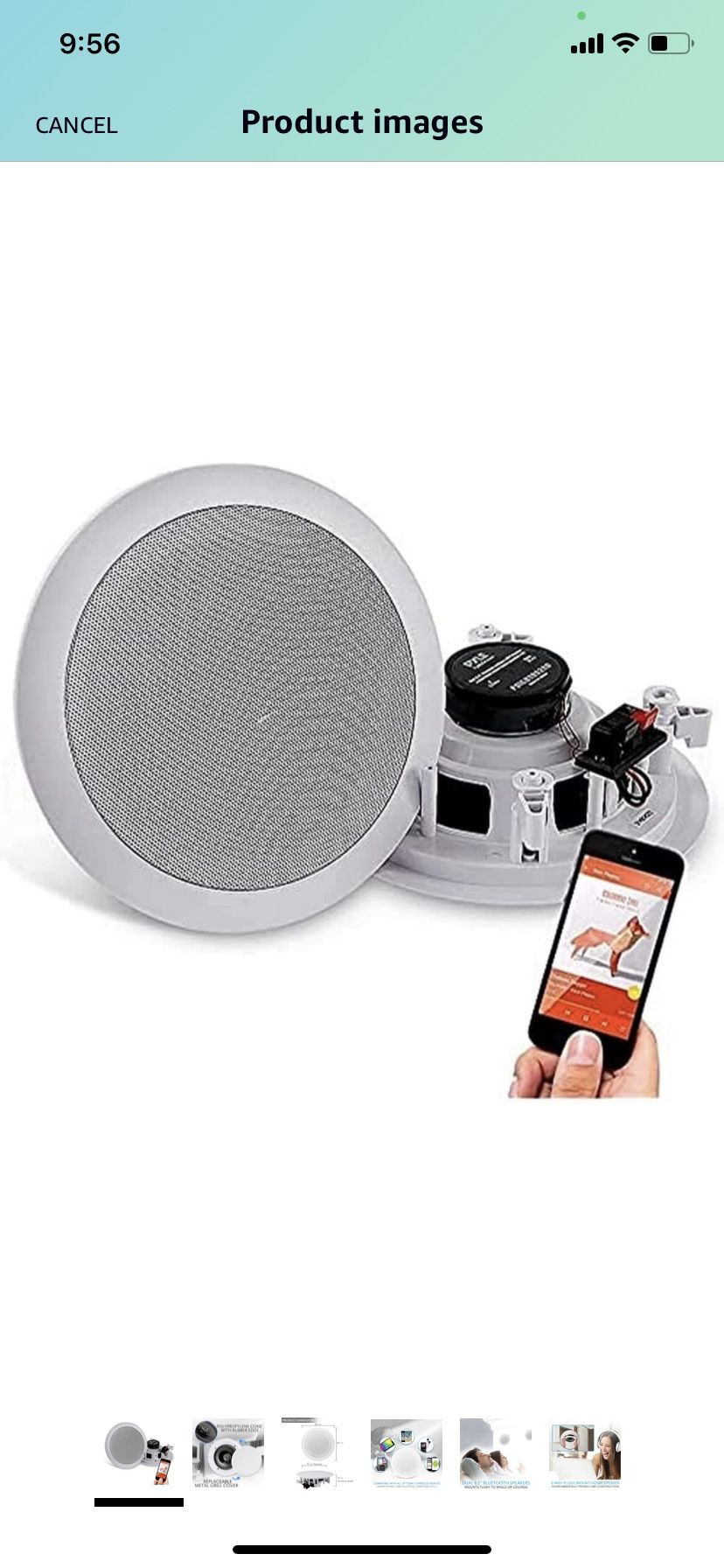 Pyle 6.5” Pair Bluetooth Flush Mount In-wall In-ceiling 2-Way Speaker System Quick Connections Changeable Round/Square Grill Polypropylene Cone & Poly