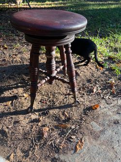 Antique Wood Piano Stool with Claw Feet