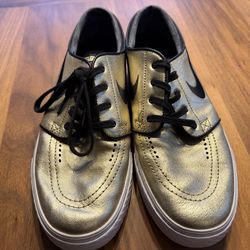 Nike SB Stefan Janoski Zoom Leather Metallic Gold Sneakers Men's 10.5 616490-702