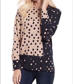 Nic+Zoe Polka Dot Cotton-Blend Sweater size Large