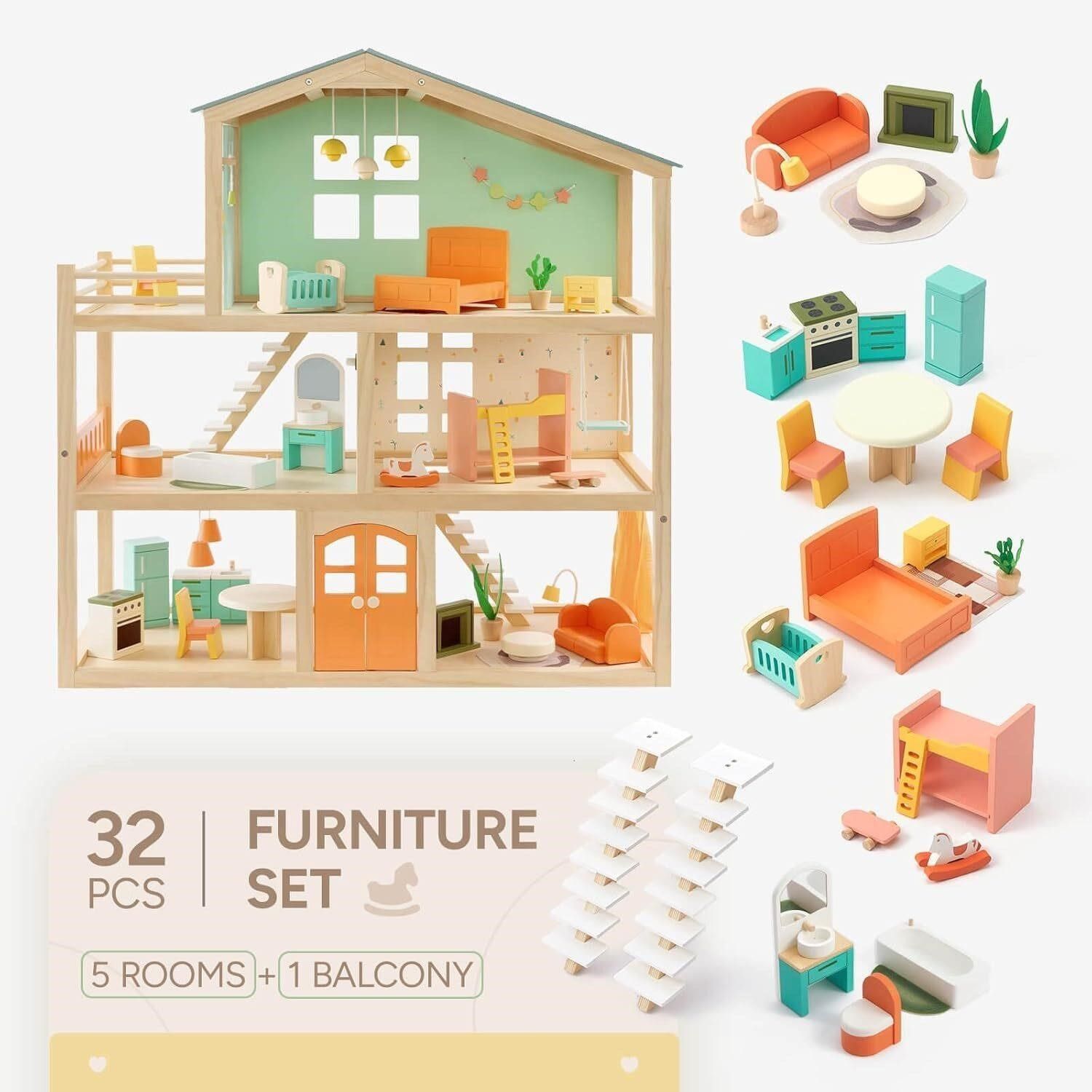 Large Wooden Dollhouse