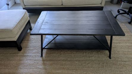 Rustic industrial solid wood and iron coffee table