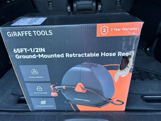 Giraffe Tools Retractable Garden Hose Reel Auto Rewind Wall Mount, 65 feet, Auto Rewind System, Wall Mount