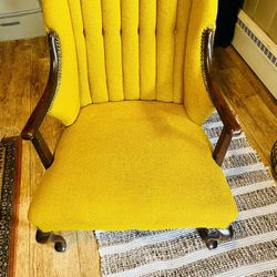 Vintage Yellow Studded Accent Chair 