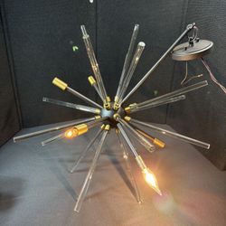 Spiked 6-Light Painted Bronze with Natural Brushed Brass Pendant Light Fixture