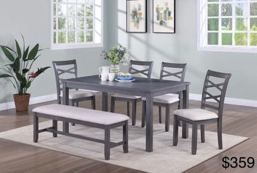 Dining table set with bench