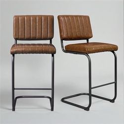 Art Leon Faux Leather Counter Height Barstool with Metal Frame, Set of 2 ( 19” from seat to floor)