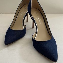 Jessica Simpson High Heels Women’s size 10 M Indigo Denim Very Good Condition Style JP-LIVVY Shoes