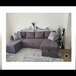 110” U-Shape Sleeper Sectional + Double Storage