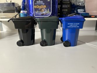 Rehrig Pacific Mini Desktop Trash Bin Set Black Blue And Green