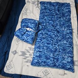 2 Kids Digital Blue Camo Sleeping Bags Pickup Or Shipping 