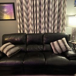 Mason Power Black Leather Couch 