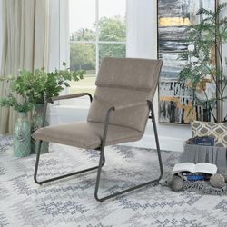 Oversized Thick Padded Brown Accent Chair Grey