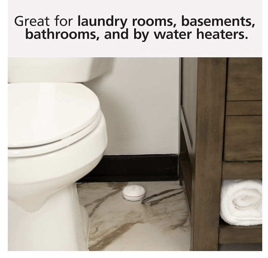 Kidde WiFi Water Leak Detector & Freeze Alarm, Alexa Device, Smart Leak Detector for Homes with App Alerts,White