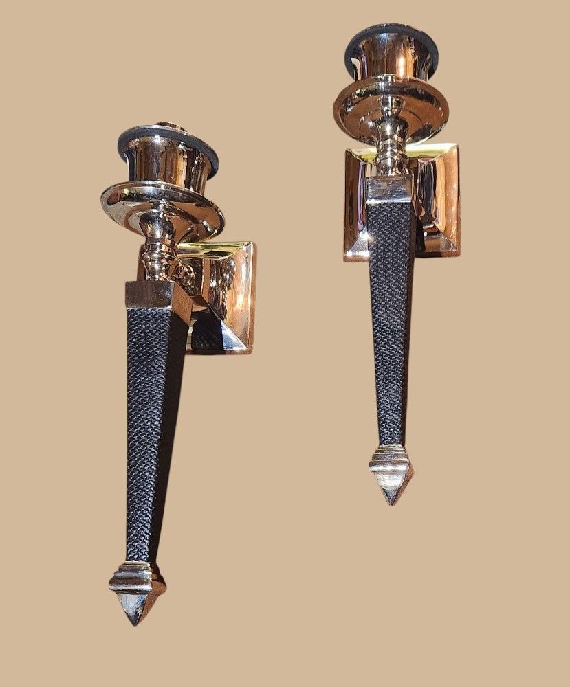 Pair of Bombay & Co. Vintage Wall Sconces Candle Holders