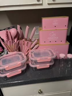 pink kitchen utensils