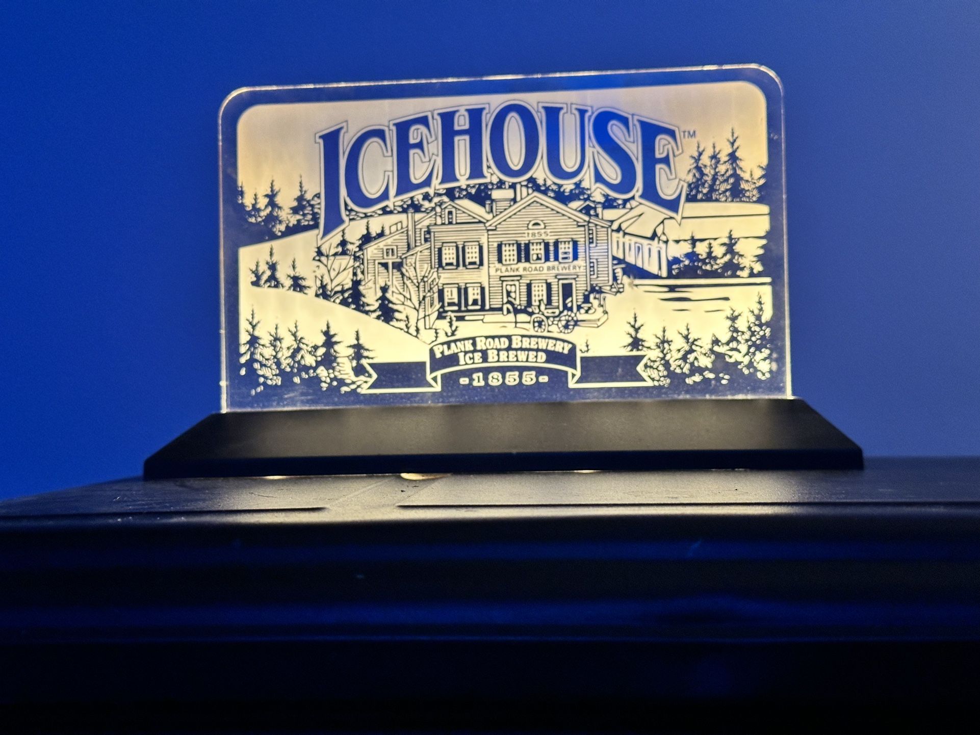 ICEHOUSE PLANK ROAD BREWERY, LED ILLUMINATED BAR PLASTIC SIGN, OFFICIAL LIC.