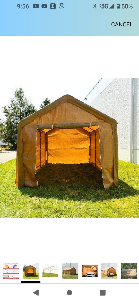 Heavy Duty Outdoor Canopy Carport Tent - 10 X 20 ft - Beige