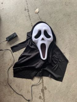 Scream Ghostface Mask with Black Hood Adult size light up