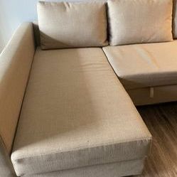 FRIHETEN Sleeper sectional,3 seat w/storage, Beige