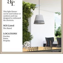 Beautiful Indoor/outdoors Pendant Light- New