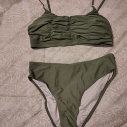 New Beautiful KHAKI Green Bathing Suit Size M.V See PHOTOS. Cash Pickup Only 