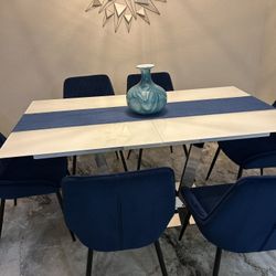 Modern Frosted Glass Dining Set For 6 +