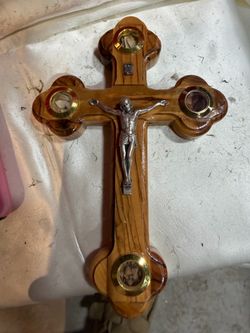 Olive Wood Crucifix with Relic Compartments