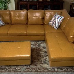 Ginger Sectional Couch Set w/ Ottoman (Right Chaise) 
