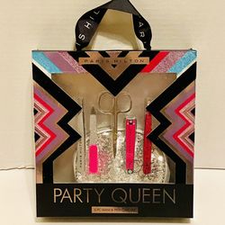 Paris Hilton Party Queen Mani Pedi Set 5 Pc Hot Pink Diamond Glitter