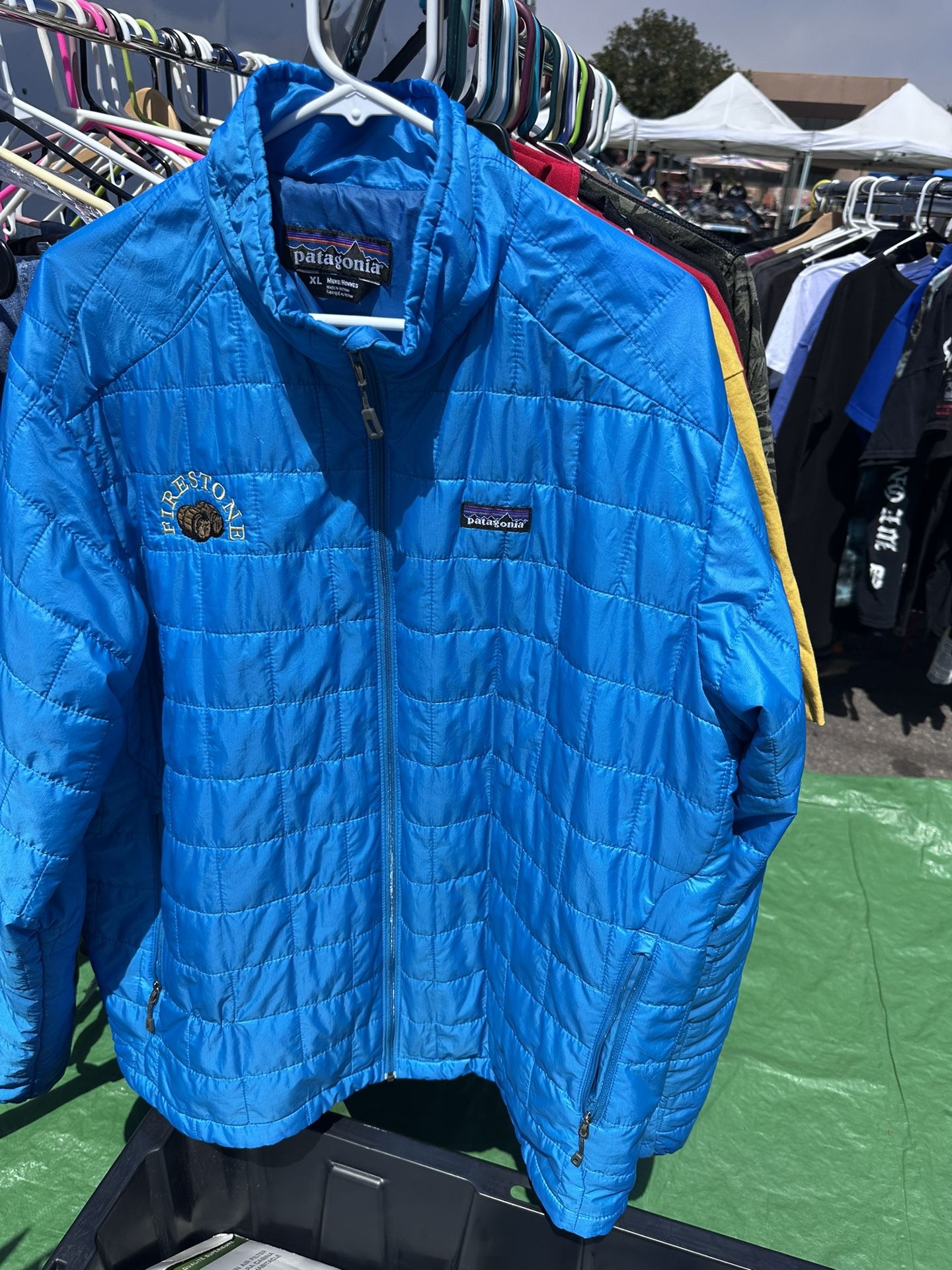 Firestone Patagonia Jacket XL Blue Puffer Full Zip