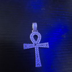 925 Sterling Silver Cz Diamond Egyptian Cross 