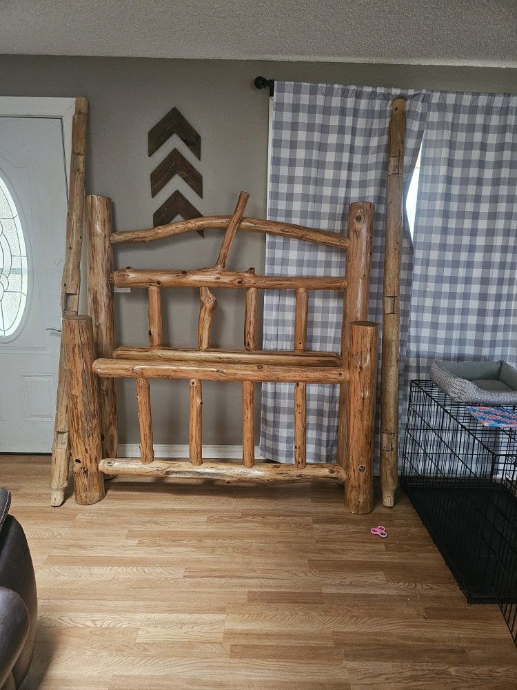 Log Bed Frame Queen Size