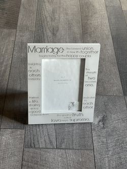 New! Lasercraft, Pearl-White, “Marriage” 5x7, Picture Frame. 